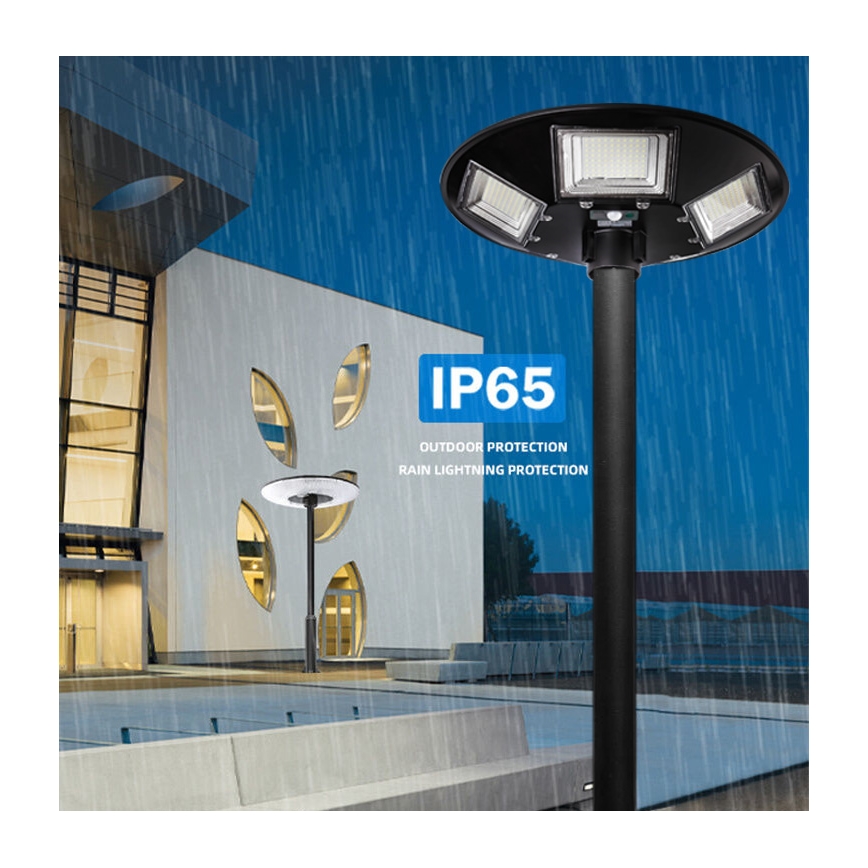 LED dimbar solcellsgatulampa med sensor LED/22W/6V 18000 mAh 6500K IP65 svart + fjärrkontroll
