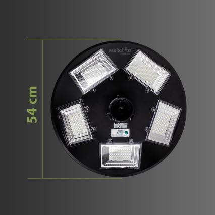 LED dimbar solcellsgatulampa med sensor LED/22W/6V 18000 mAh 6500K IP65 svart + fjärrkontroll