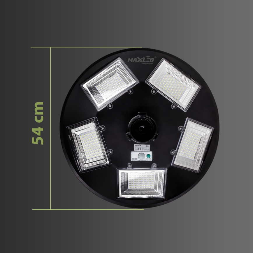 LED dimbar solcellsgatulampa med sensor LED/22W/6V 18000 mAh 6500K IP65 svart + fjärrkontroll