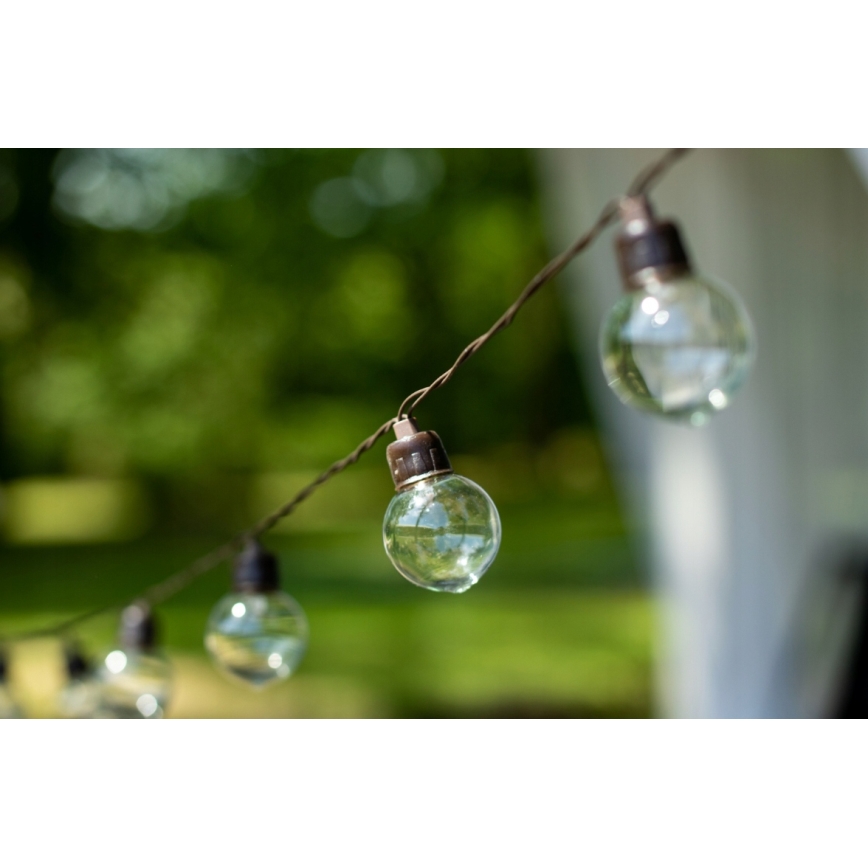 LED solcellsdriven ljusslinga 20x LED/8 funktioner 500 mAh 7,6 m IP67 varmvit