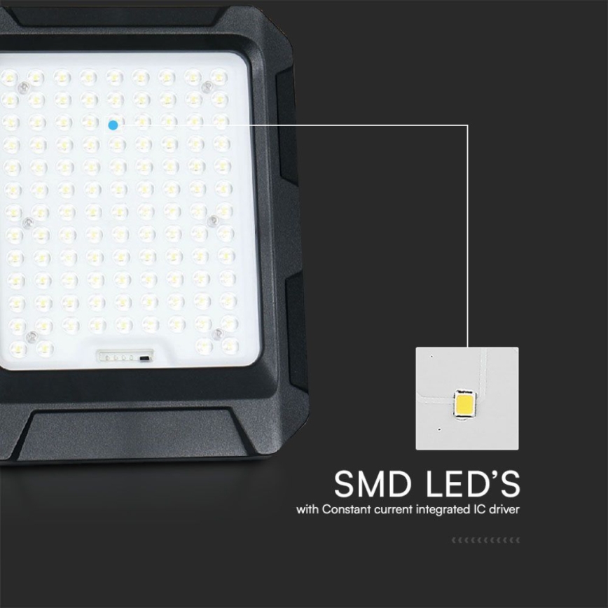 LED-solcellsreflektor LED/15W/3,7V IP65 4000K 12000 mAh svart + fjärrkontroll