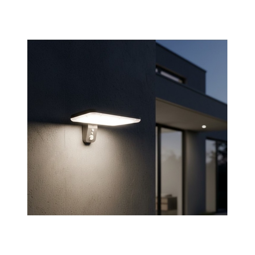 LED solcellsdriven vägglampa med sensor PHOENIX LED/15W/3,2V 3000/4000K IP65 6000 mAh