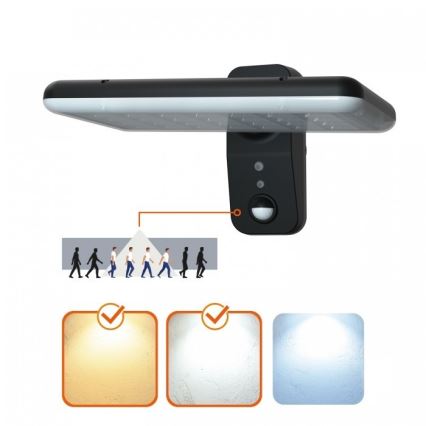 LED solcellsdriven vägglampa med sensor PHOENIX LED/15W/3,2V 3000/4000K IP65 6000 mAh