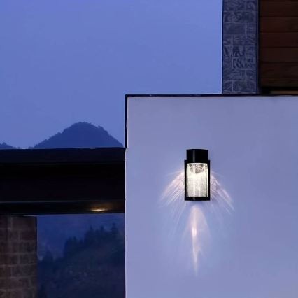 LED solcellsdriven vägglampa LED/3,7V 300 mAh IP44 svart