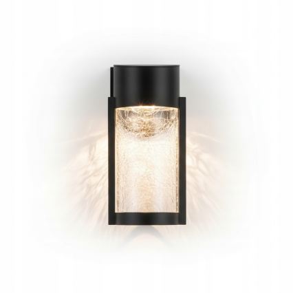 LED solcellsdriven vägglampa LED/3,7V 300 mAh IP44 svart