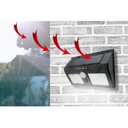 LED solcellsdriven vägglampa med sensor LED/1,2W/3,7V 1200 mAh IP44