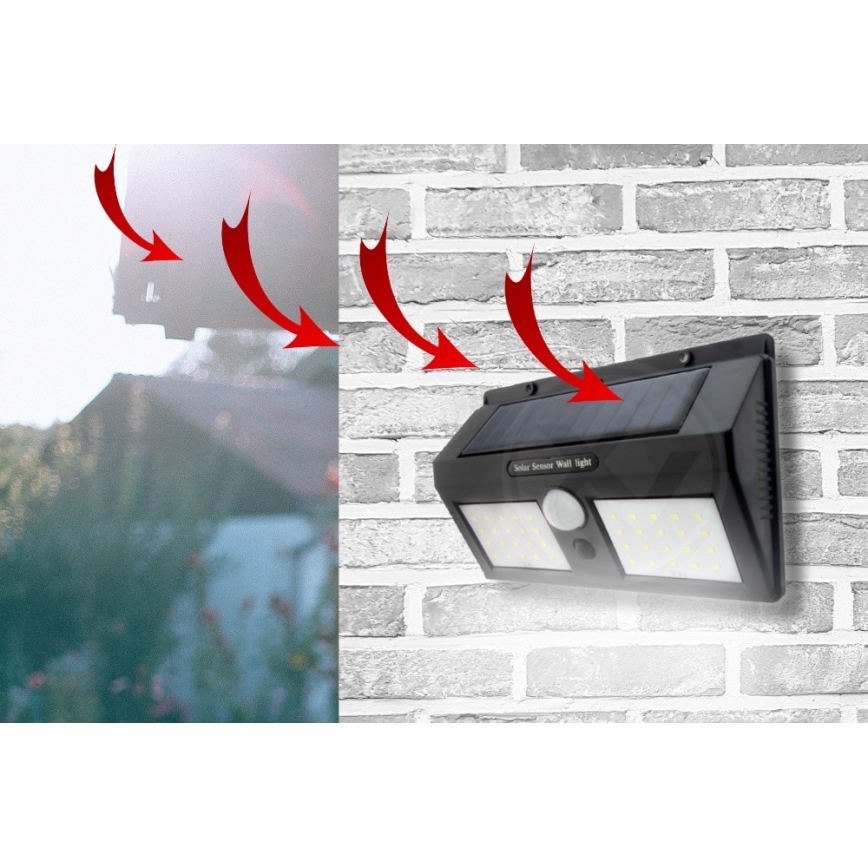 LED solcellsdriven vägglampa med sensor LED/1,2W/3,7V 1200 mAh IP44