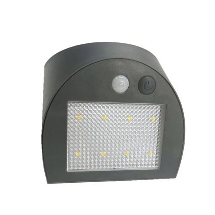 LED-solcellsvägglampa med sensor LED/3W/3,7V 3000/4000K 1200 mAh IP54 antracit