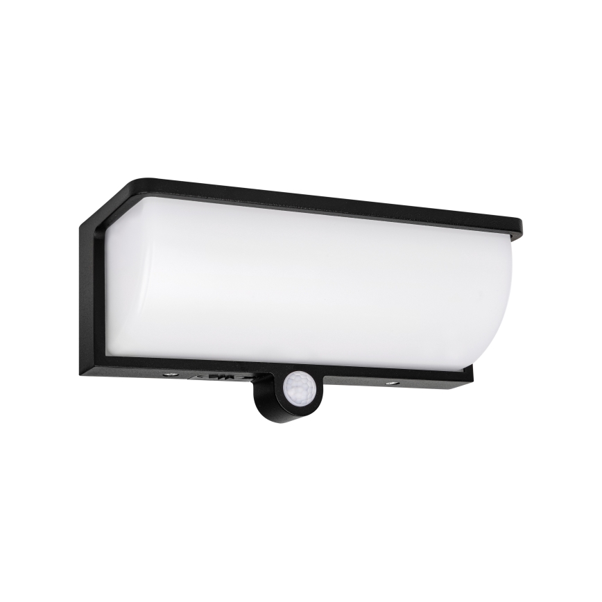 LED-solcells-vägglampa med rörelse- och skymningssensor LED/3W/3,7V IP54 1500 mAh svart