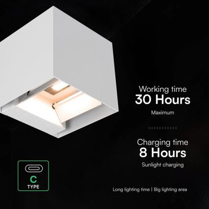 LED solcellsvägglampa med sensor LED/9W/3,7V 3000/4000/5000K IP65 2600 mAh vit