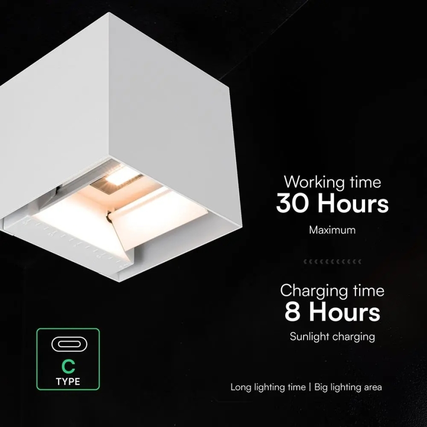 LED solcellsvägglampa med sensor LED/9W/3,7V 3000/4000/5000K IP65 2600 mAh vit