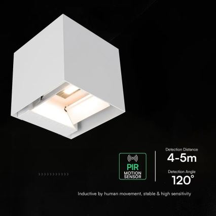 LED solcellsvägglampa med sensor LED/9W/3,7V 3000/4000/5000K IP65 2600 mAh vit