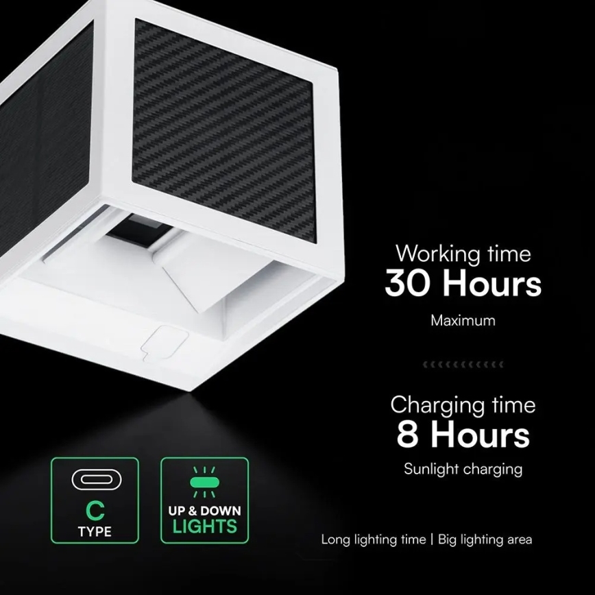 LED solcellsdriven väggarmatur med sensor LED/9W/3,7V 3000/4000/6000K IP65 2600 mAh vit