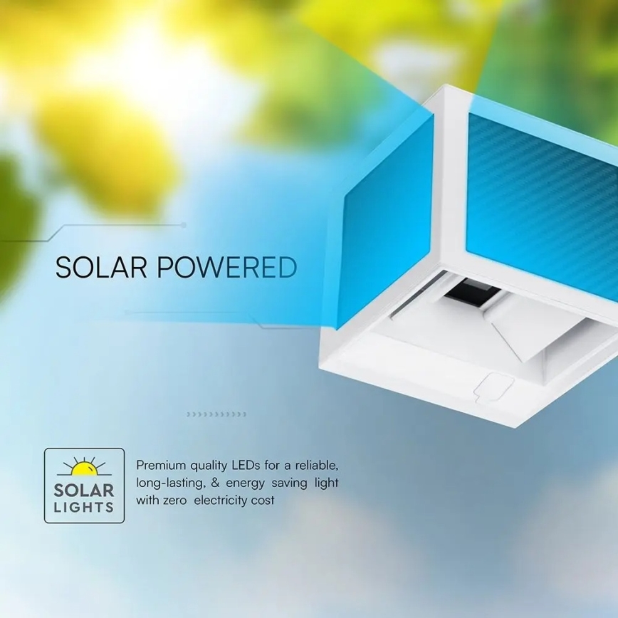 LED solcellsdriven väggarmatur med sensor LED/9W/3,7V 3000/4000/6000K IP65 2600 mAh vit