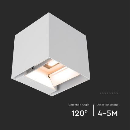 LED-solcellsvägglampa med sensor LED/9W/5V 3000/4000/5000K IP65 2600 mAh vit