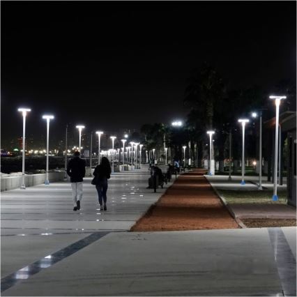 LED solcellsdriven gatlampa med sensor LUVIA LED/15W/3,2V 4000K IP54 5400 mAh + fjärrkontroll