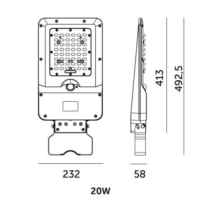 LED solcellsdriven gatulampa med sensor STREET LED/20W/7,4V 3000/4000/6000K IP65 5400 mAh