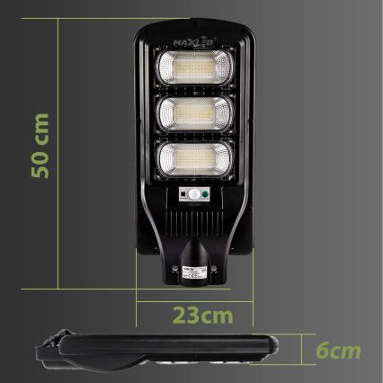 LED Dimbar gatubelysning med sensor LED/180W/6V 11000 mAh 6500K IP65 svart + fjärrkontroll