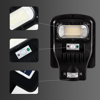 LED Dimbar gatubelysning med sensor LED/60W/6V 5500 mAh 6500K IP65 svart + fjärrkontroll