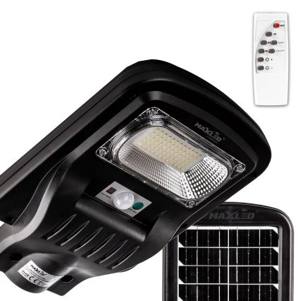 LED Dimbar gatubelysning med sensor LED/60W/6V 5500 mAh 6500K IP65 svart + fjärrkontroll