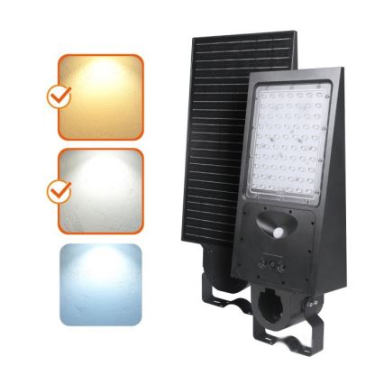 Dimmbar solcellsdriven gatulampa med sensor STREET LED/30W/9,6V 3000/4000K 6000 mAh IP65 + fjärrkontroll