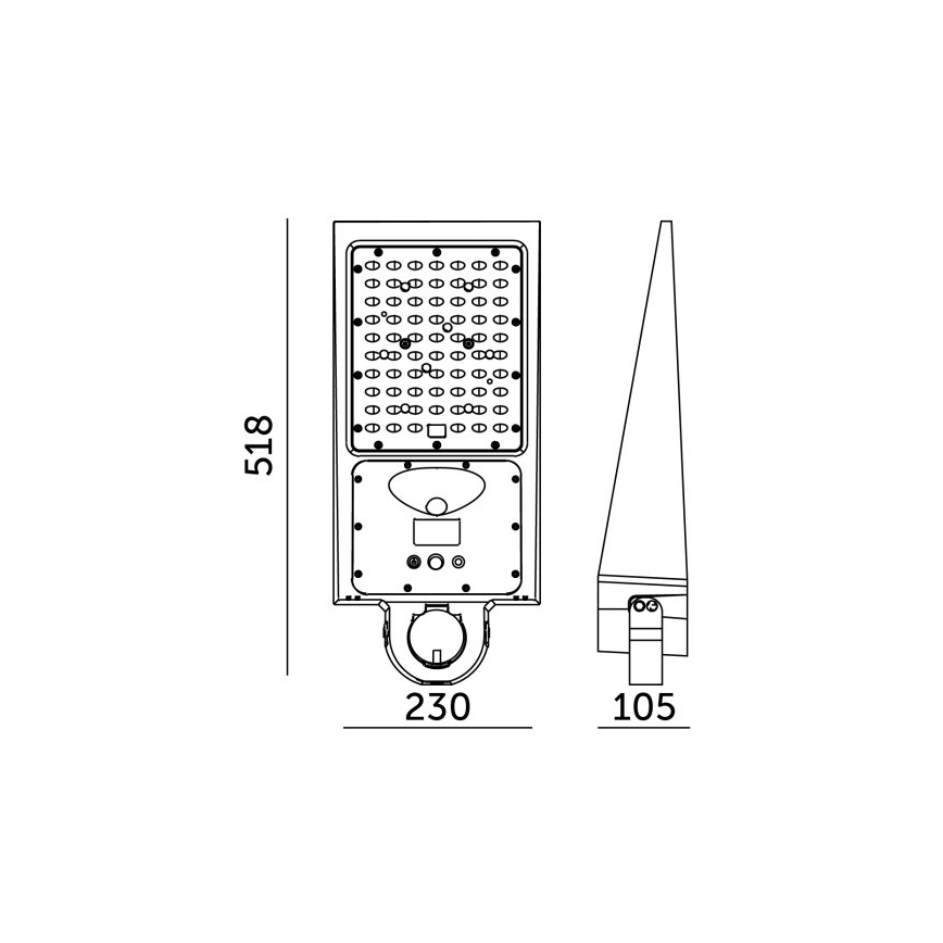 Dimmbar solcellsdriven gatulampa med sensor STREET LED/30W/9,6V 3000/4000K 6000 mAh IP65 + fjärrkontroll
