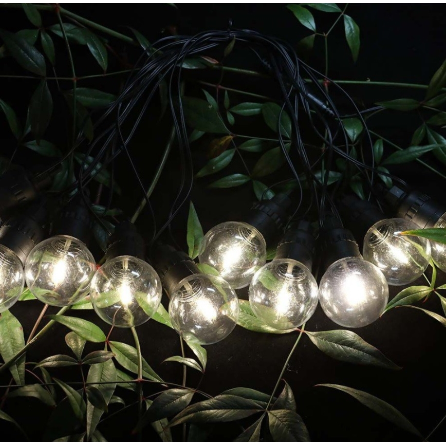 LED Solcellsljusslinga 10xLED/0,5/4,5V 12 m 3000K IP44 1200 mAh + fjärrkontroll