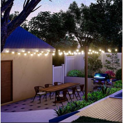 LED Solcellsljusslinga 10xLED/0,5/4,5V 12 m 3000K IP44 1200 mAh + fjärrkontroll