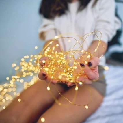 LED Solcellsljusslinga LED/2,4W/1,2V 1xAA 15 m IP44 3000K 600 mAh