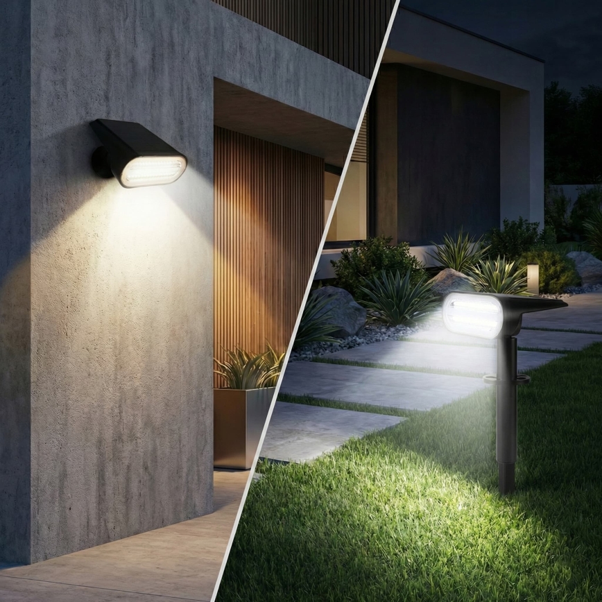 LED solcellslampa 2-i-1 LED/3,7V 1200 mAh IP54 svart