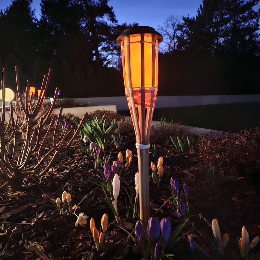 LED-solcellslampa BAMBOO, 1,2 V, 150 mAh, 1800 K, 56 cm, IP44, beige