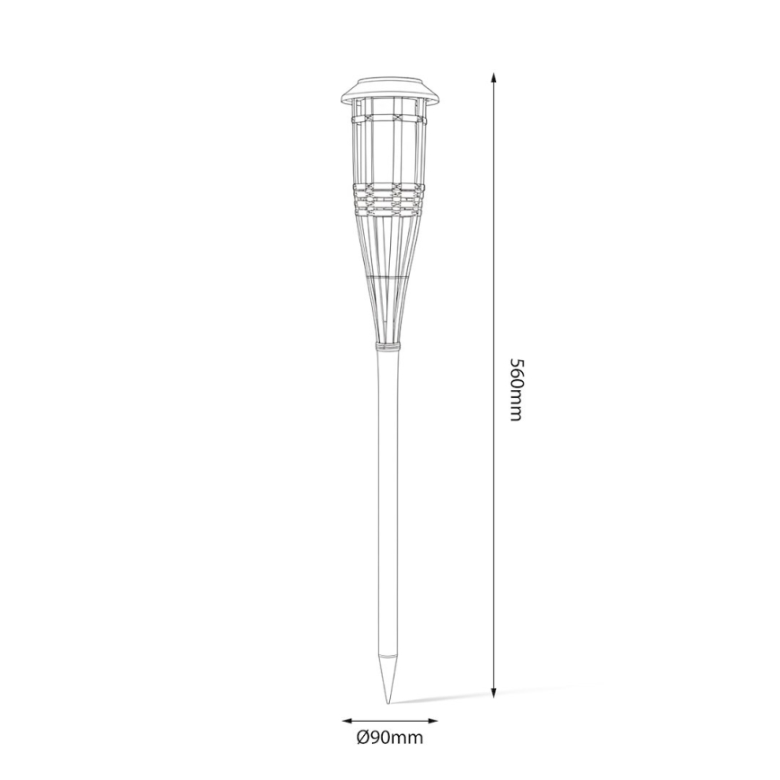 LED-solcellslampa BAMBOO, 1,2 V, 150 mAh, 1800 K, 56 cm, IP44, beige