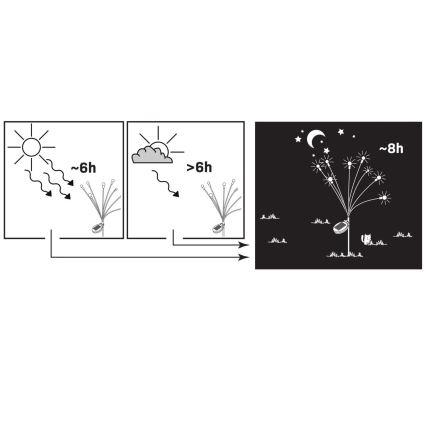 LED Solarlampa FIORINI 8xLED/1,2V 600 mAh IP44 svart