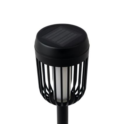 LED-solcellslampa FLAME, 1,2 V, 100 mAh, 1800 K, 37 cm, IP44, svart