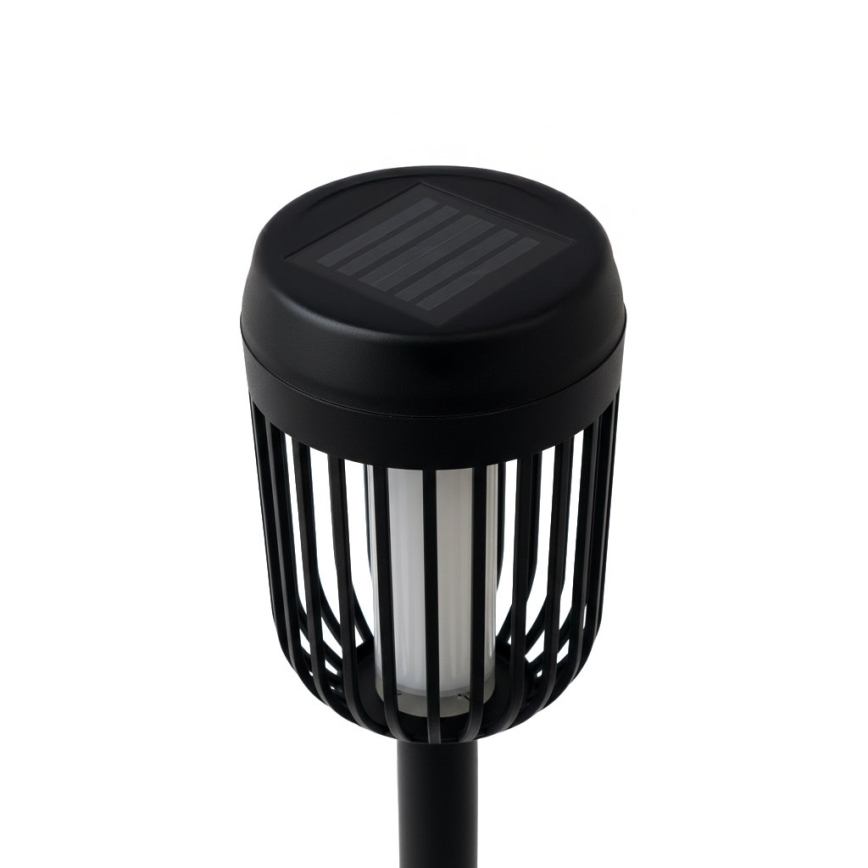 LED-solcellslampa FLAME, 1,2 V, 100 mAh, 1800 K, 37 cm, IP44, svart