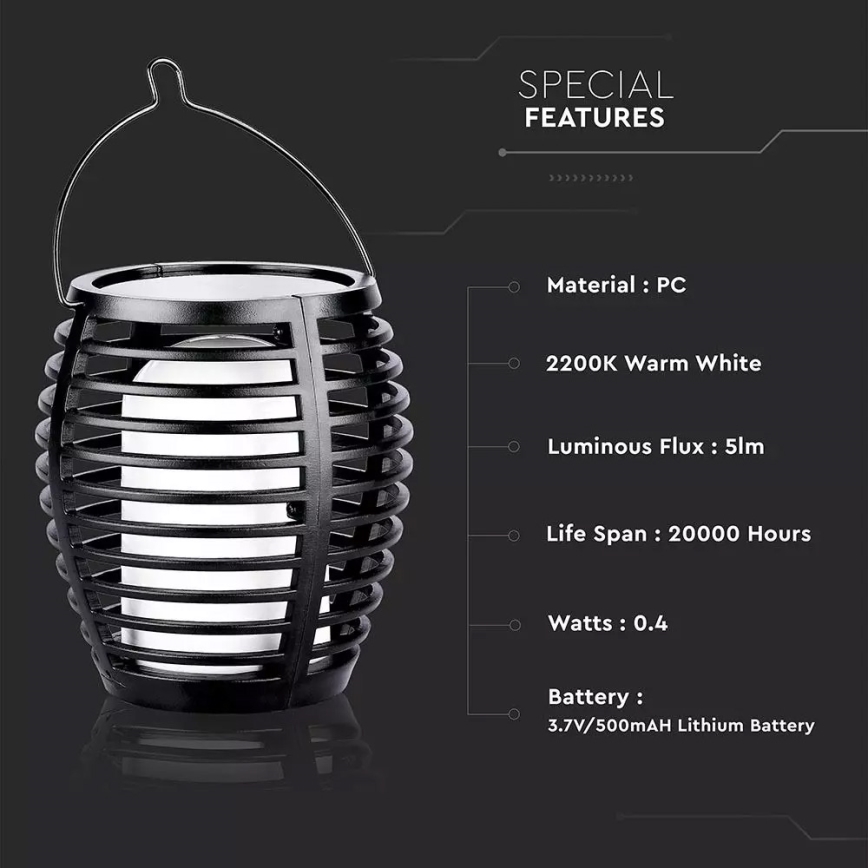 LED-solcellslampa FLAME 4-i-1 LED/0,45W/3,7V IP44 500 mAh