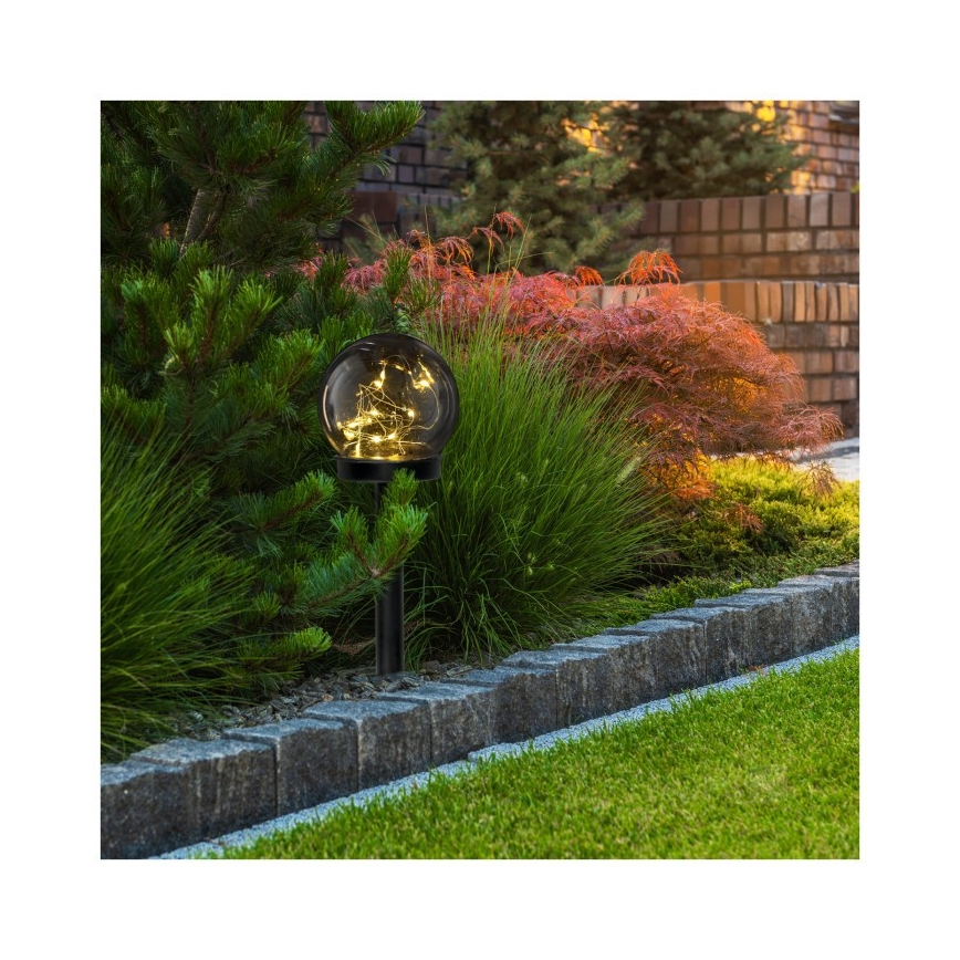 LED-solcellslampa GLEAM LED/1,2V 3000K IP44 40 mAh rökfärgad/svart