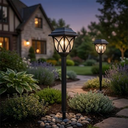 LED solcellslampa LAWN LED/1,2V 100 mAh 3000K 44 cm IP44 svart