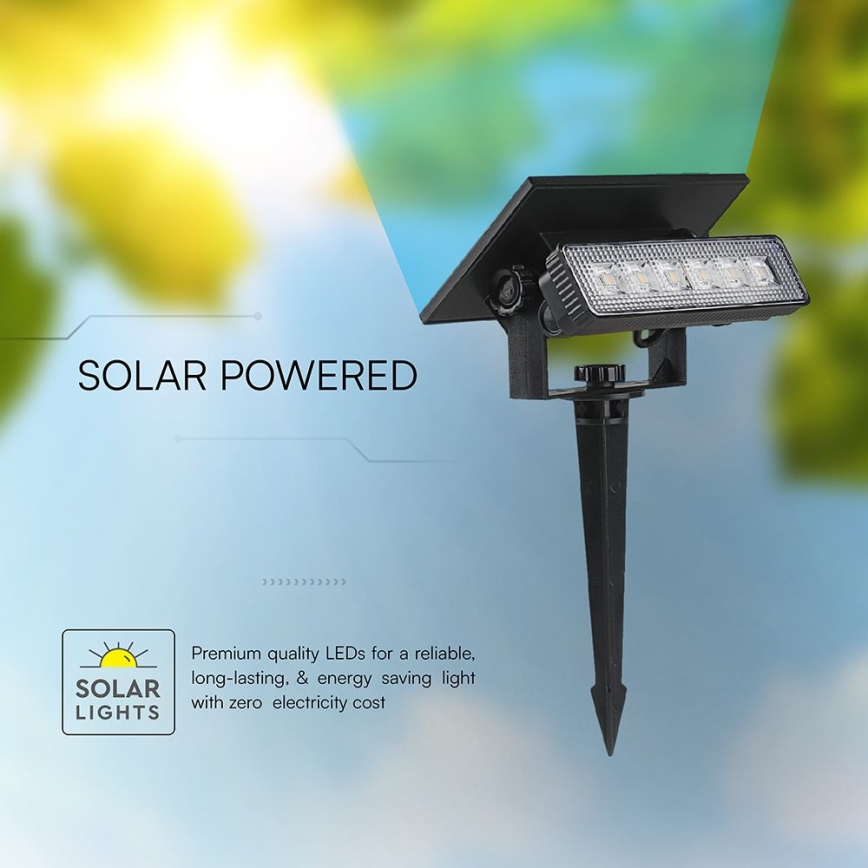 LED Solcellslampa 2-i-1 LED/0,9W/3,7V 3000K IP65 1200 mAh svart
