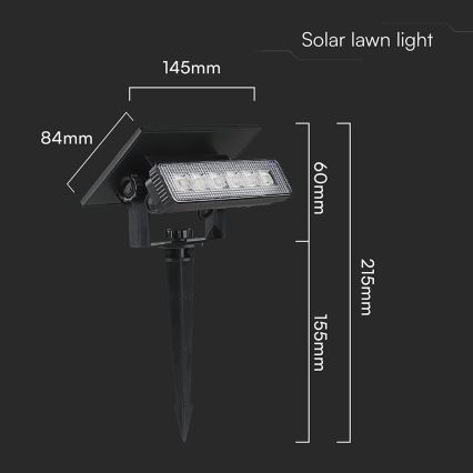 LED Solcellslampa 2-i-1 LED/0,9W/3,7V 3000K IP65 1200 mAh svart