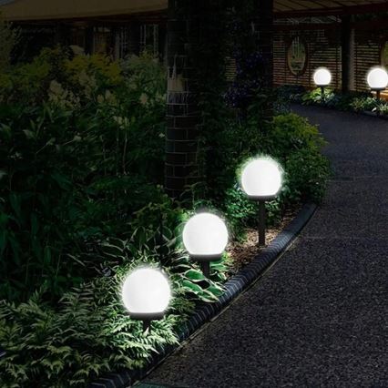 LED-solcellslampa LED 1,2 V, 6500 K, 200 mAh, Ø 20 cm, IP44, vit/svart