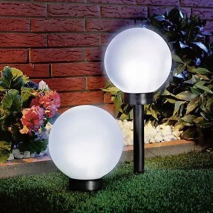 LED-solcellslampa LED 1,2 V, 6500 K, 200 mAh, Ø 20 cm, IP44, vit/svart