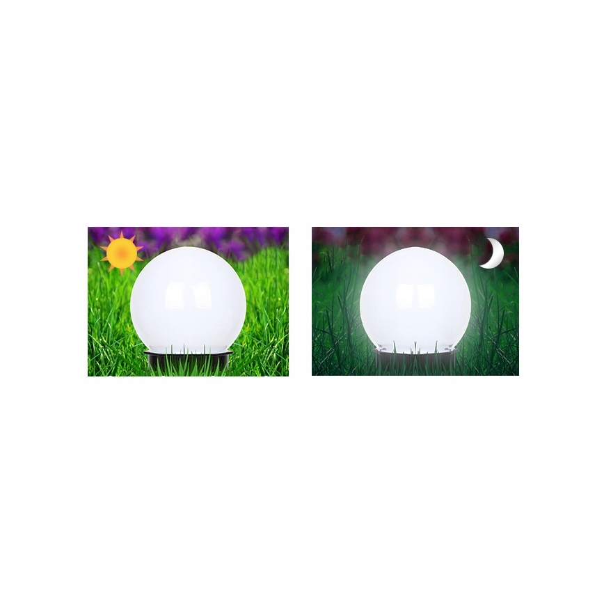 LED-solcellslampa LED 1,2 V, 6500 K, 200 mAh, Ø 20 cm, IP44, vit/svart