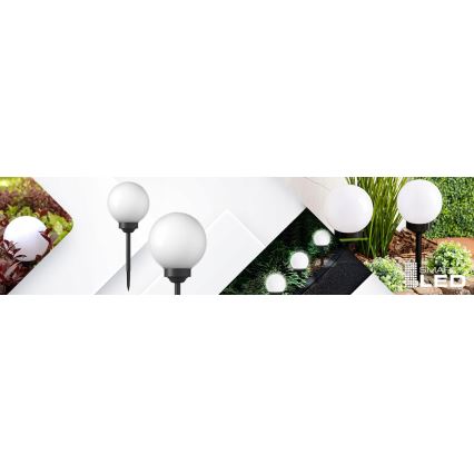 LED-solcellslampa LED 1,2 V, 6500 K, 200 mAh, Ø 20 cm, IP44, vit/svart