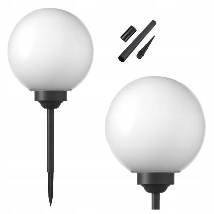 LED-solcellslampa LED 1,2 V, 6500 K, 200 mAh, Ø 20 cm, IP44, vit/svart