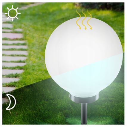 LED solcellslampa LED/1,2V 6500K 200 mAh Ø 25 cm IP44 vit/svart