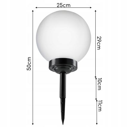 LED solcellslampa LED/1,2V 6500K 200 mAh Ø 25 cm IP44 vit/svart