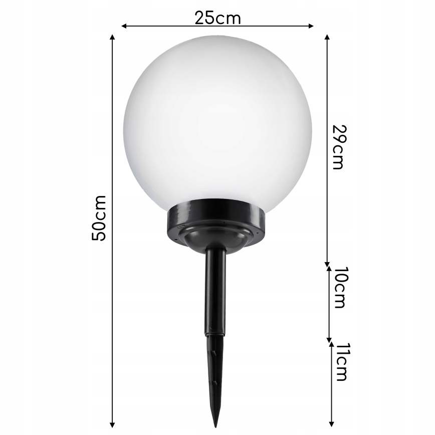 LED solcellslampa LED/1,2V 6500K 200 mAh Ø 25 cm IP44 vit/svart