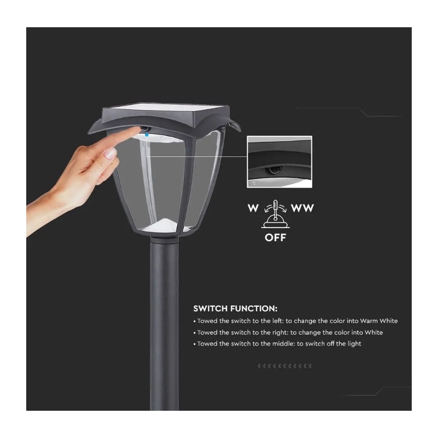 LED Solarlampa LED/2W/230V 93 cm 3000/6000K IP65 2200 mAh