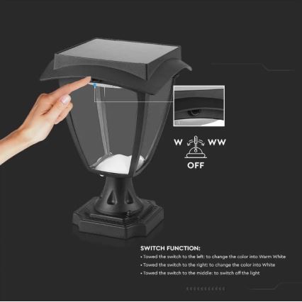 LED Solarlampa LED/2W/3,7V 3000/6000K IP65 2200 mAh